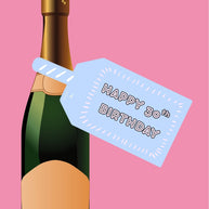 Happy 30th Birthday Baby Blue Wine Bottle DIY Tags
