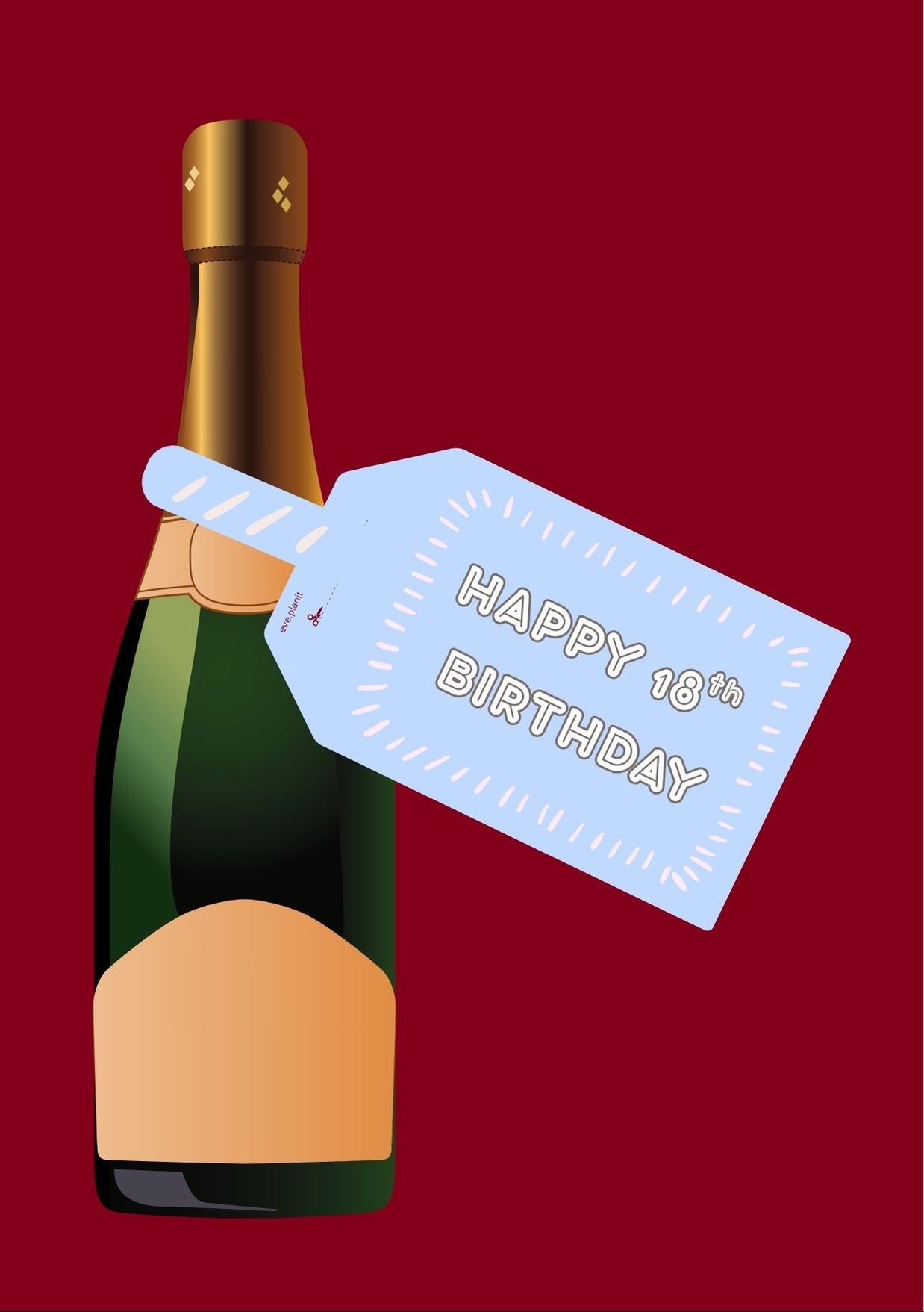 Happy 18th Birthday Baby Blue Wine Bottle DIY Tags