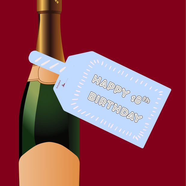 Happy 18th Birthday Baby Blue Wine Bottle DIY Tags