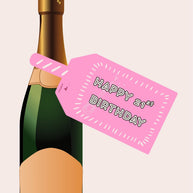 Happy 21st Birthday Baby Pink Wine Bottle DIY Tags