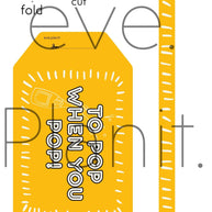 Baby Shower 'TO POP' Wine Bottle DIY Tag (Yellow)