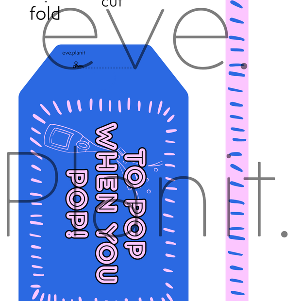 Baby Shower 'TO POP' Wine Bottle DIY Tag (Blue/Pink)