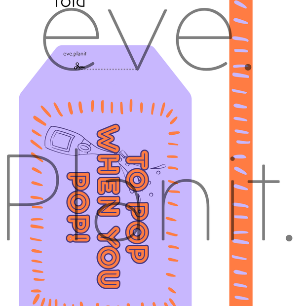 Baby Shower 'TO POP' Wine Bottle DIY Tag (Purple/Orange)