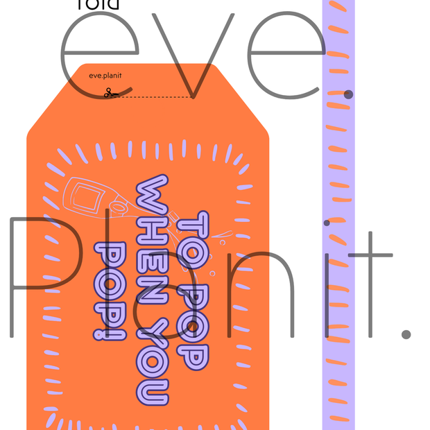 Baby Shower 'TO POP' Wine Bottle DIY Tag (Orange/Purple)