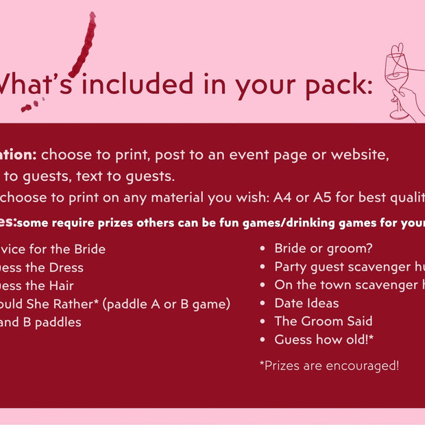Vino Before Vows - Hen’s Party Games Printable Pack