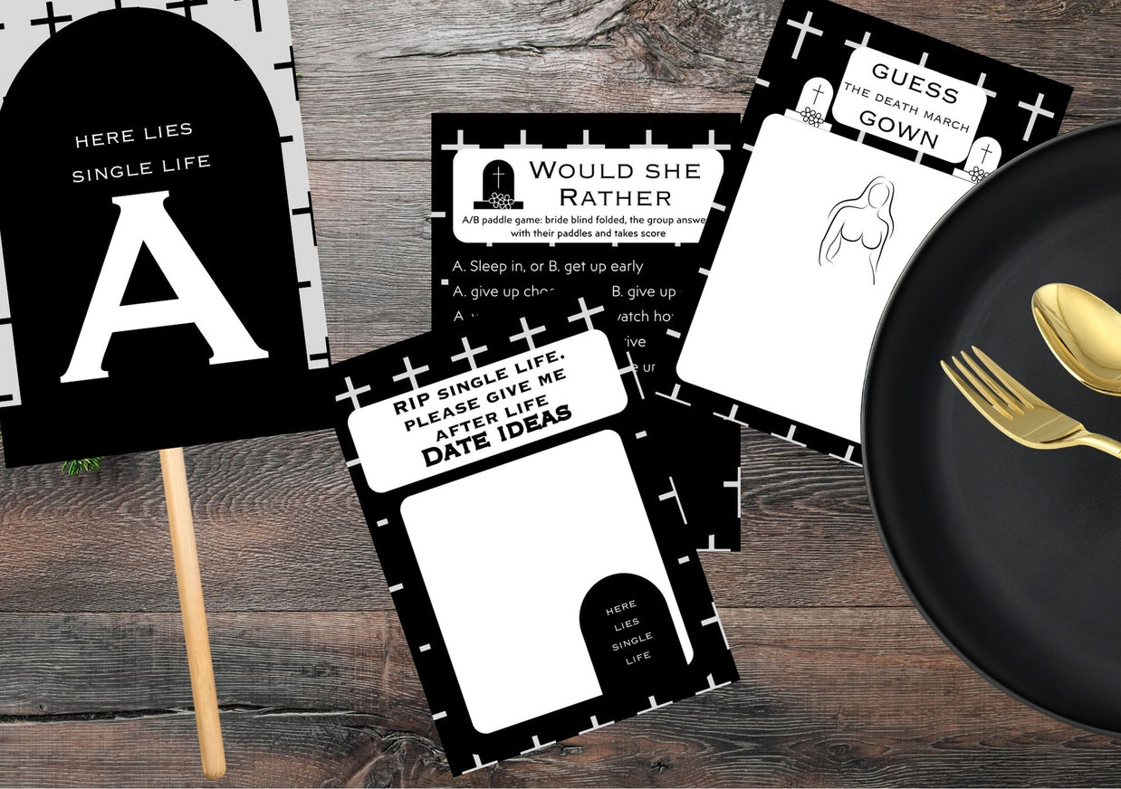 Cross themed 'Til Death Do Us Party - Hen's Party Games Printable Pack