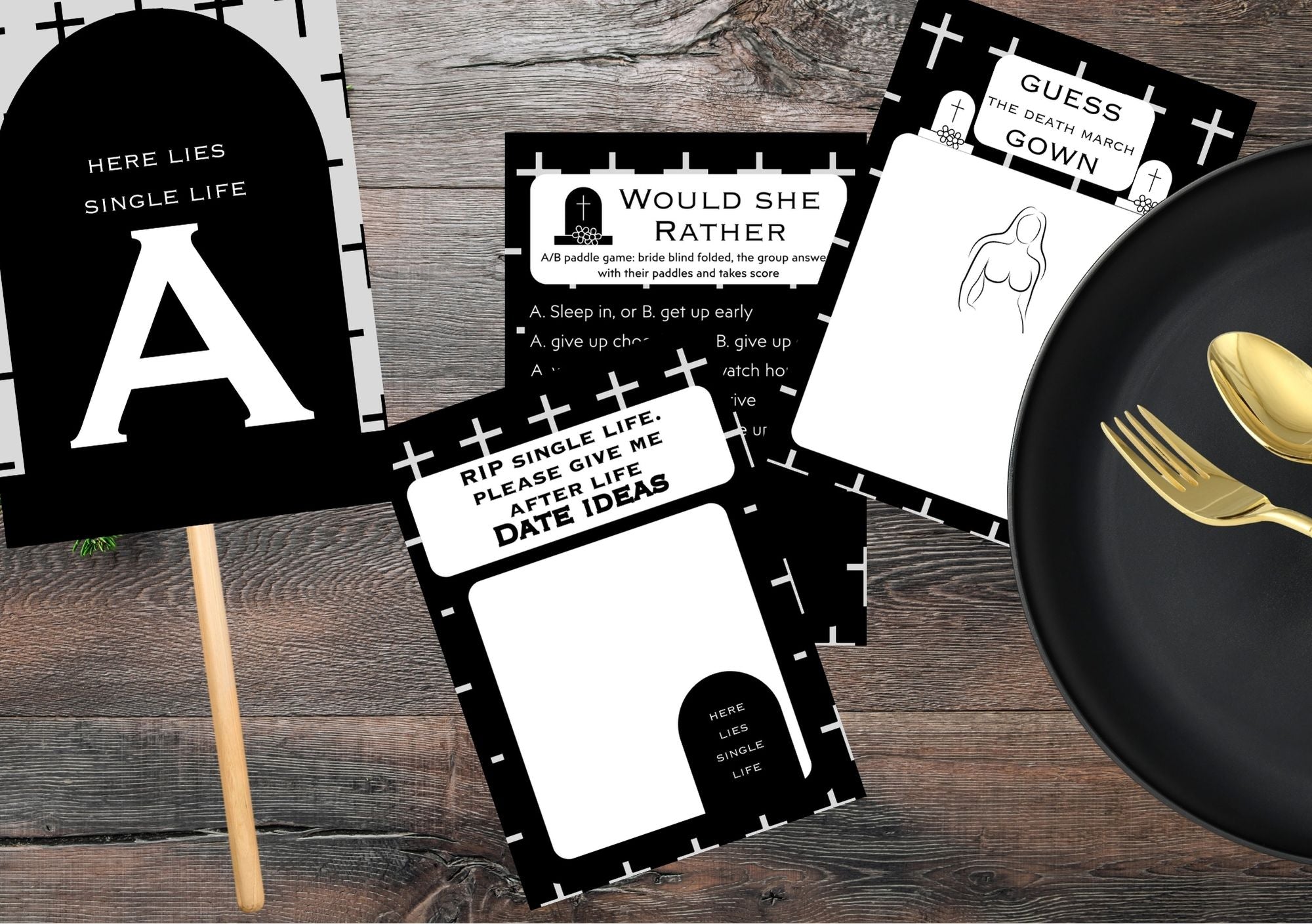 Cross themed 'Til Death Do Us Party - Hen's Party Games Printable Pack