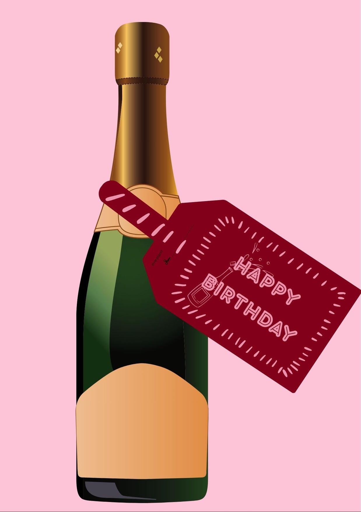 Happy Birthday maroon&pink Wine Bottle DIY Tags