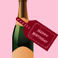 Happy Birthday maroon&pink Wine Bottle DIY Tags