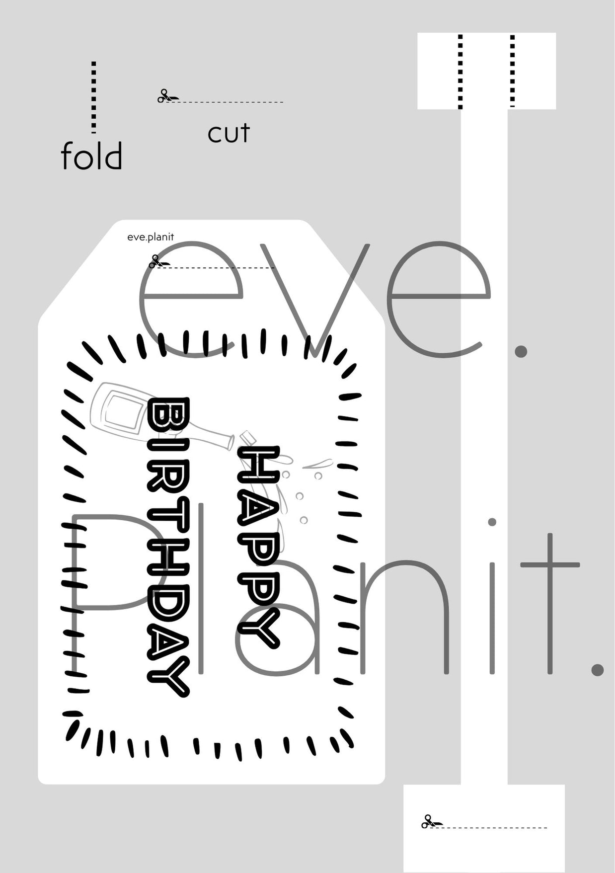 Happy Birthday black&white Wine Bottle DIY Tags
