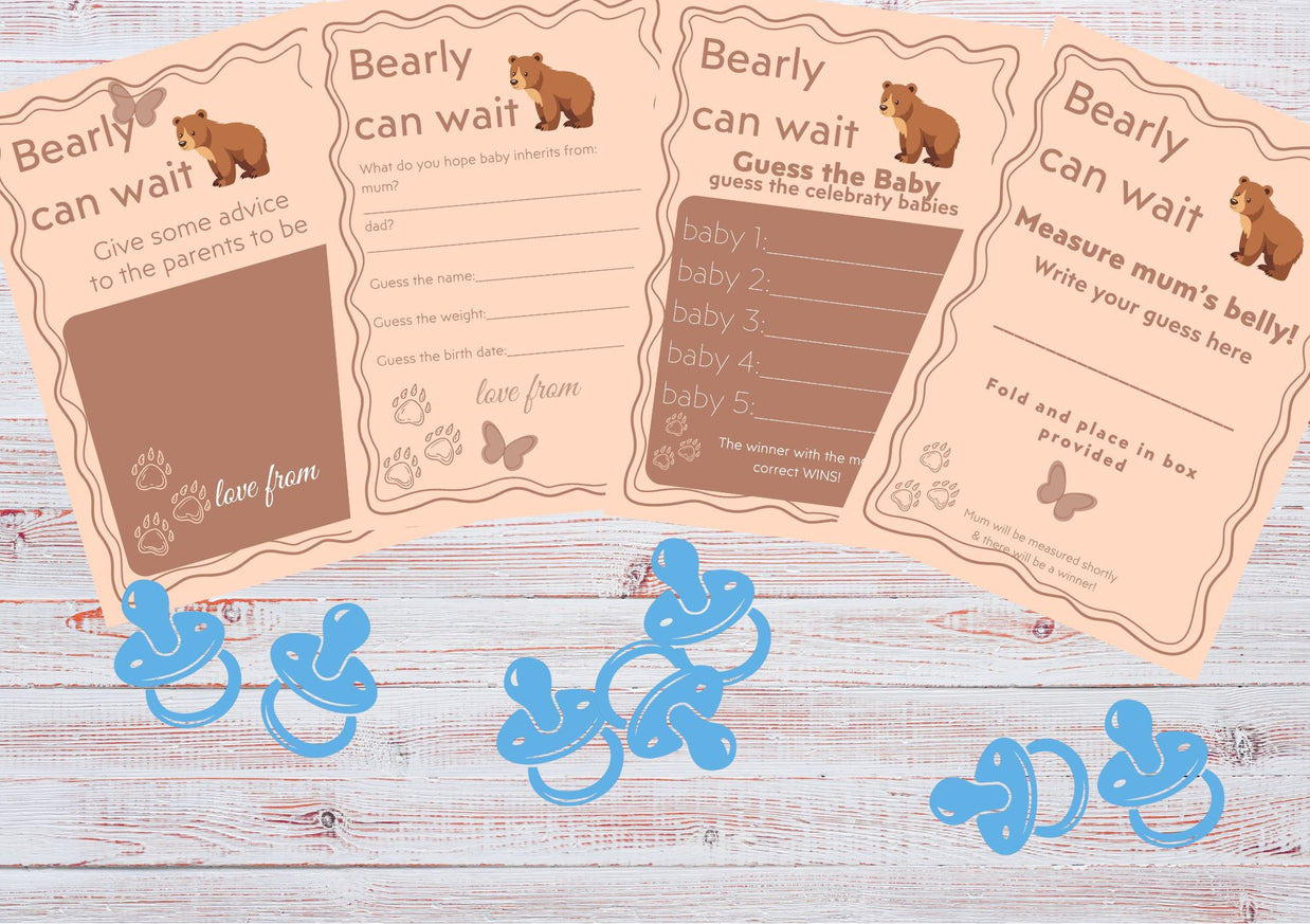 Bearly Can Wait! - Baby Shower Games, Invites, Sign - Printable Pack