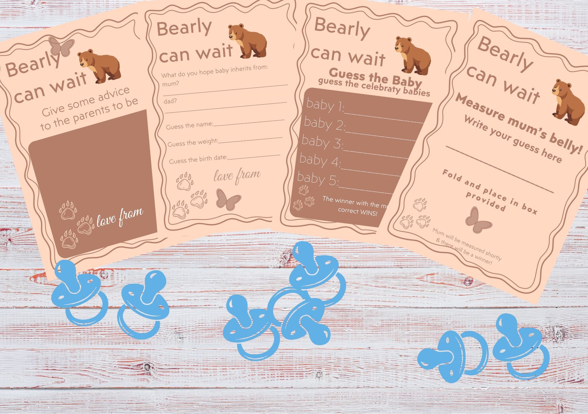 Bearly Can Wait! - Baby Shower Games, Invites, Sign - Printable Pack