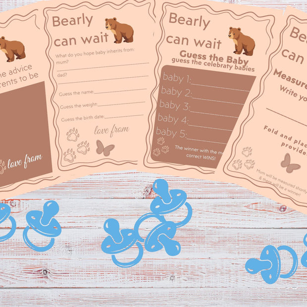 Bearly Can Wait! - Baby Shower Games, Invites, Sign - Printable Pack