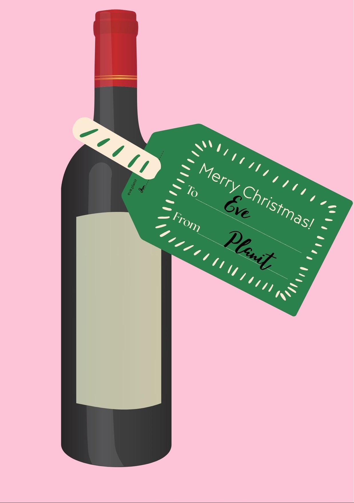 Christmas Wine Bottle DIY Tag To-From (GREEN)