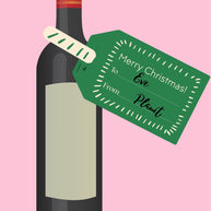 Christmas Wine Bottle DIY Tag To-From (GREEN)