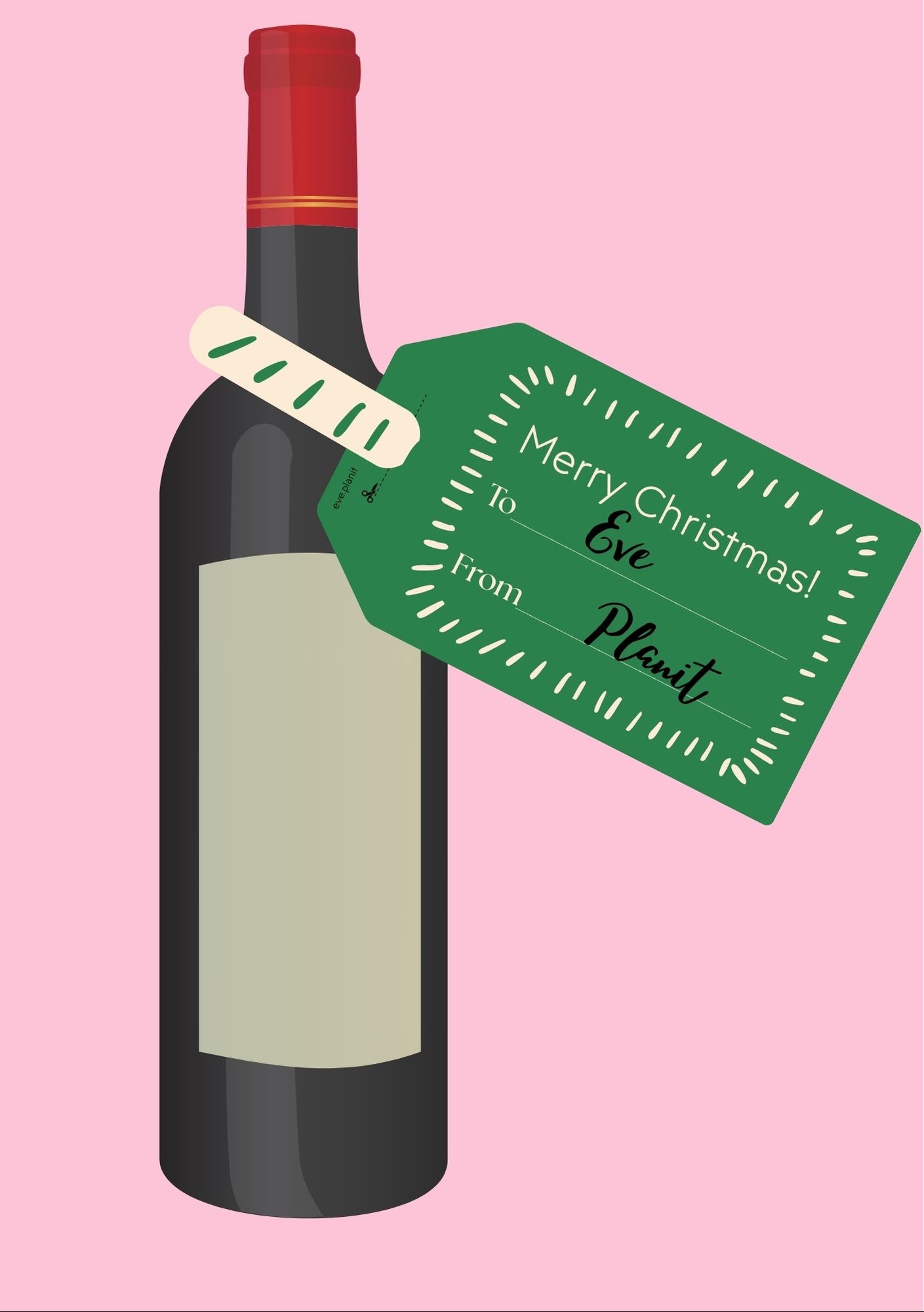 Christmas Wine Bottle DIY Tag To-From (GREEN)