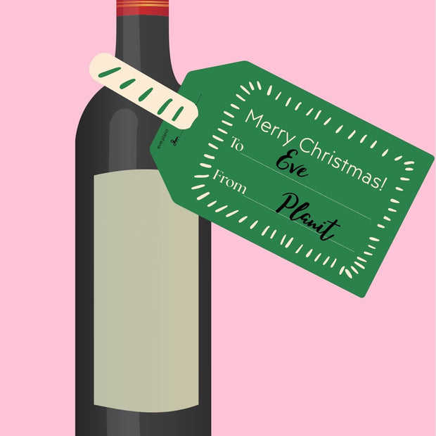 Christmas Wine Bottle DIY Tag To-From (GREEN)