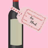 Christmas Wine Bottle DIY Tag To-From (PINK/RED)