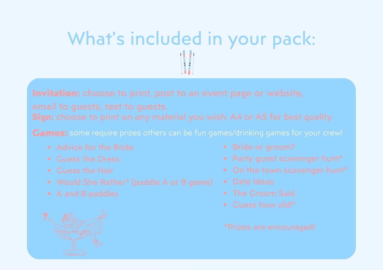 Last Toast on the Slopes- Hen’s Party Games Printable Pack