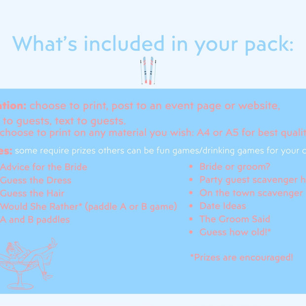 Last Toast on the Slopes- Hen’s Party Games Printable Pack