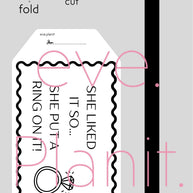 Engagement 'She Put a Ring on it' lyric Wine Bottle DIY Tags