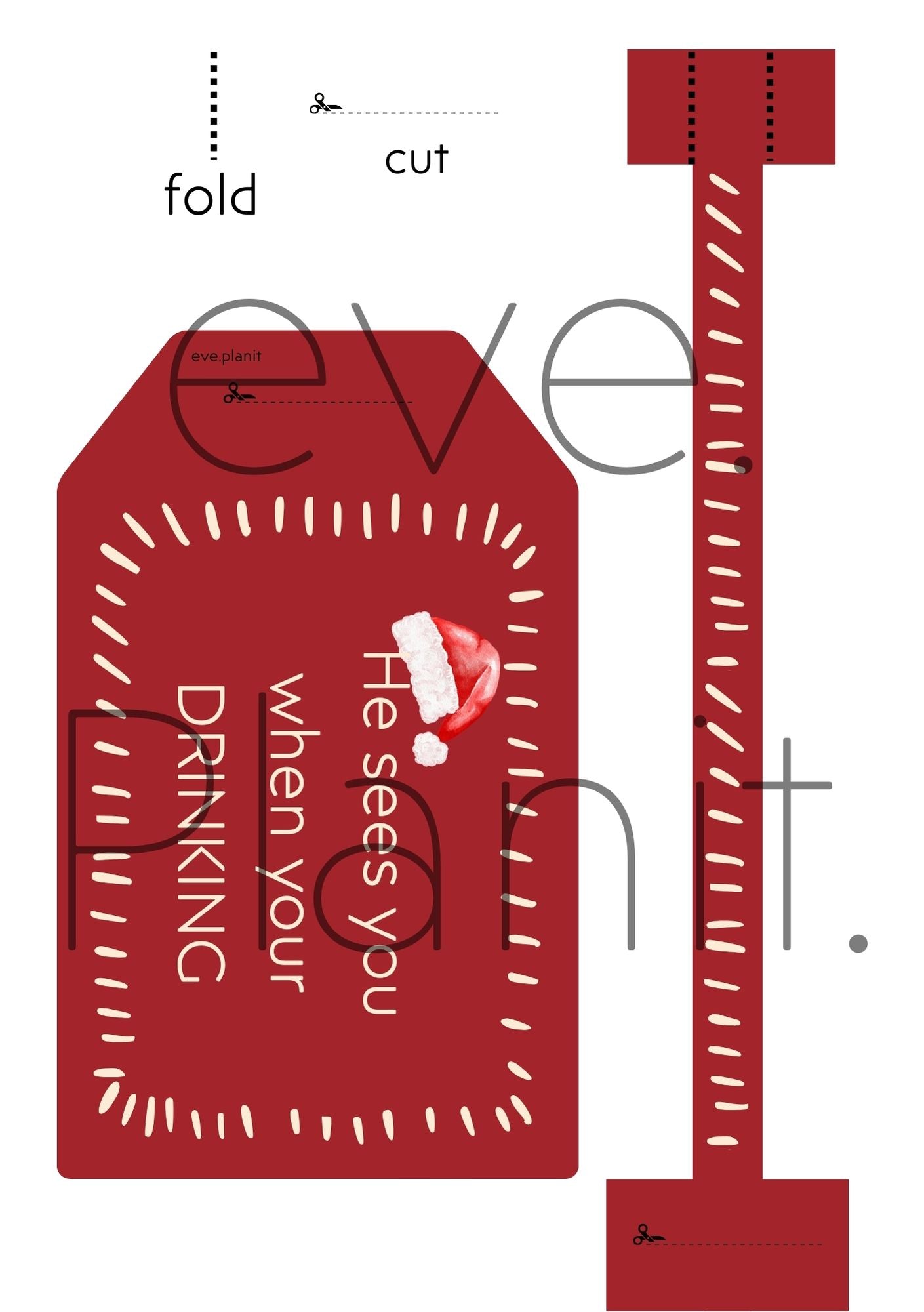 Christmas Wine Bottle DIY Tag (He sees you when you're drinking RED)