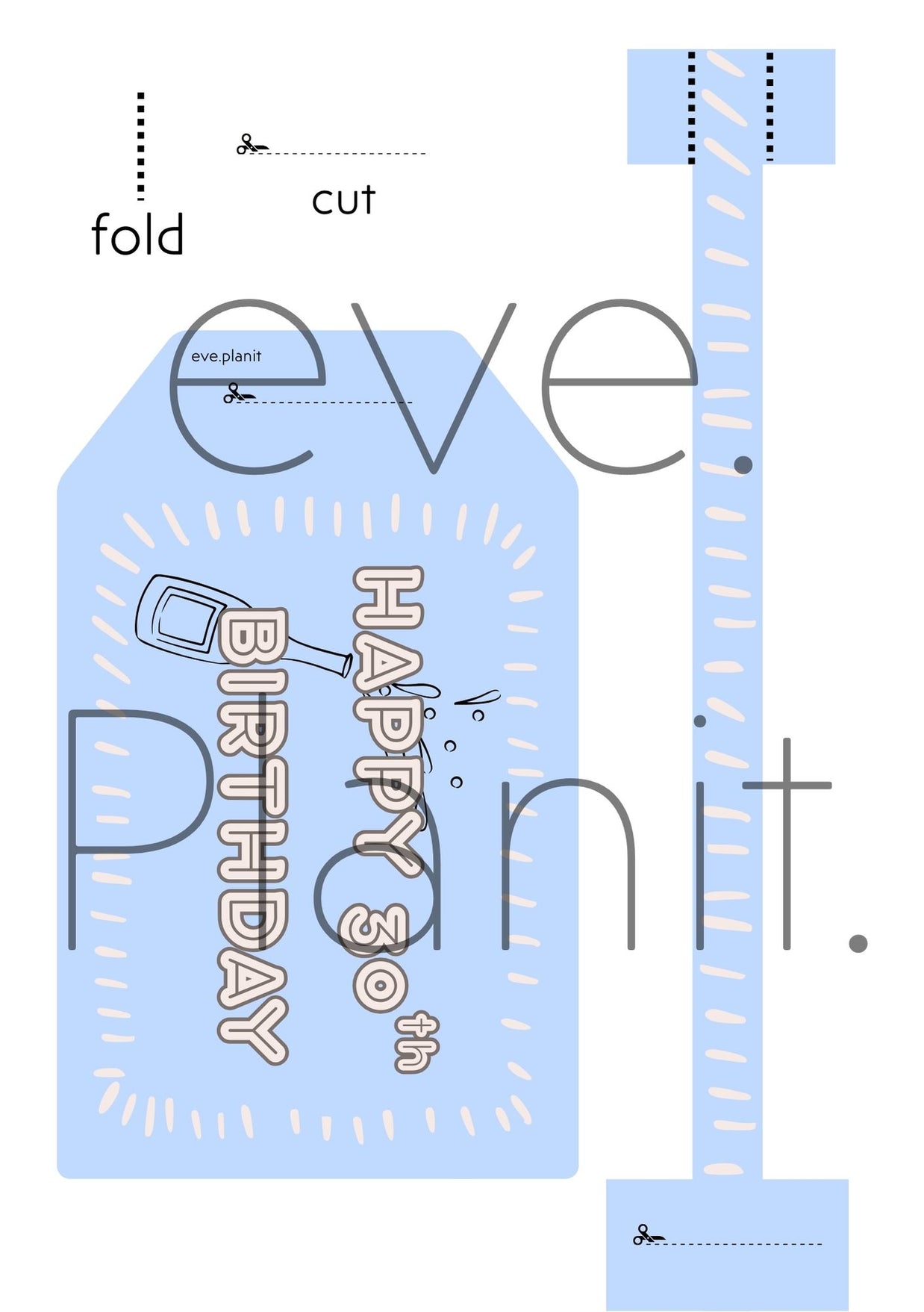 Happy 30th Birthday Baby Blue Wine Bottle DIY Tags