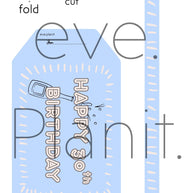 Happy 30th Birthday Baby Blue Wine Bottle DIY Tags