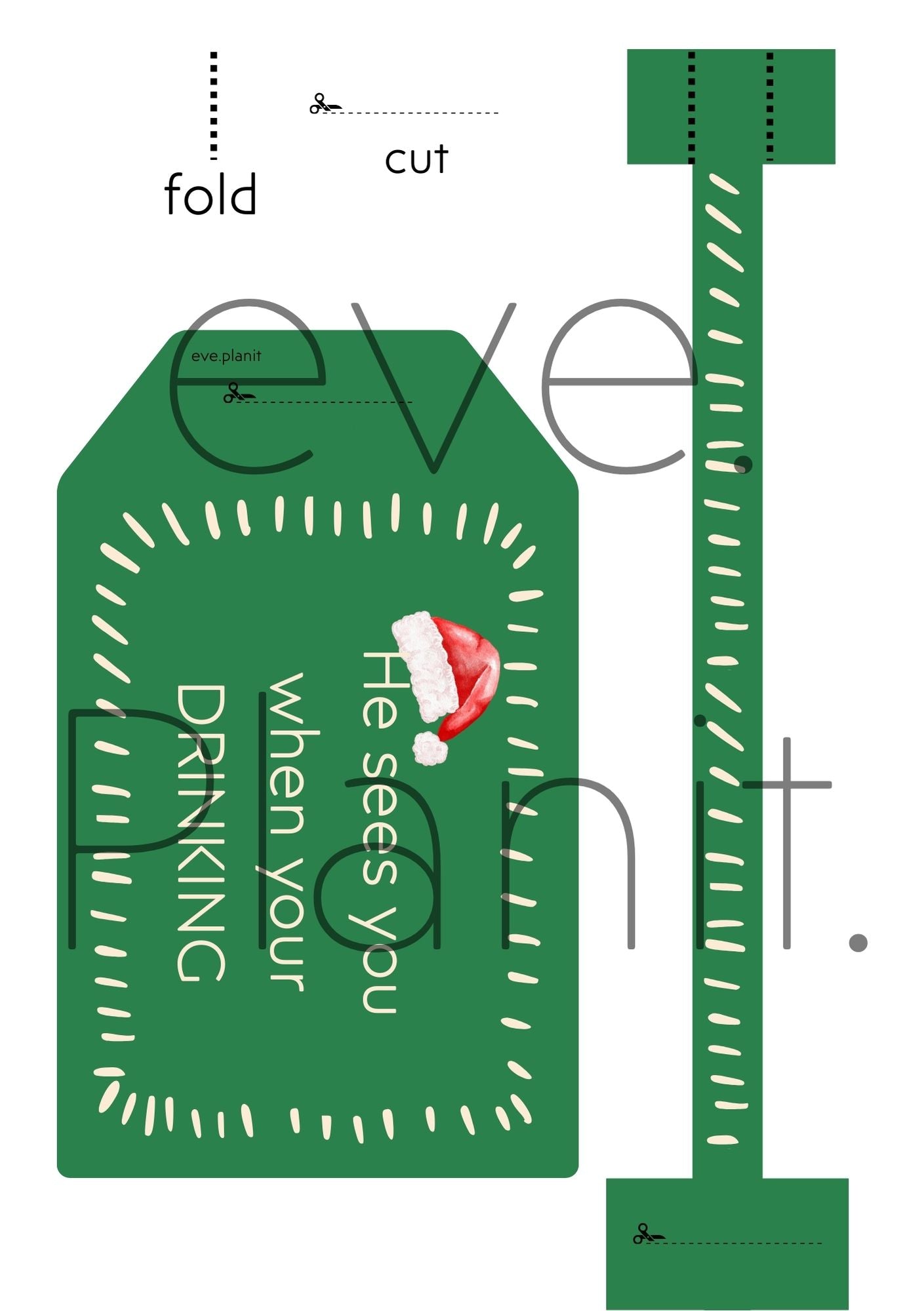 Christmas Wine Bottle DIY Tag (He sees you when you're drinking)