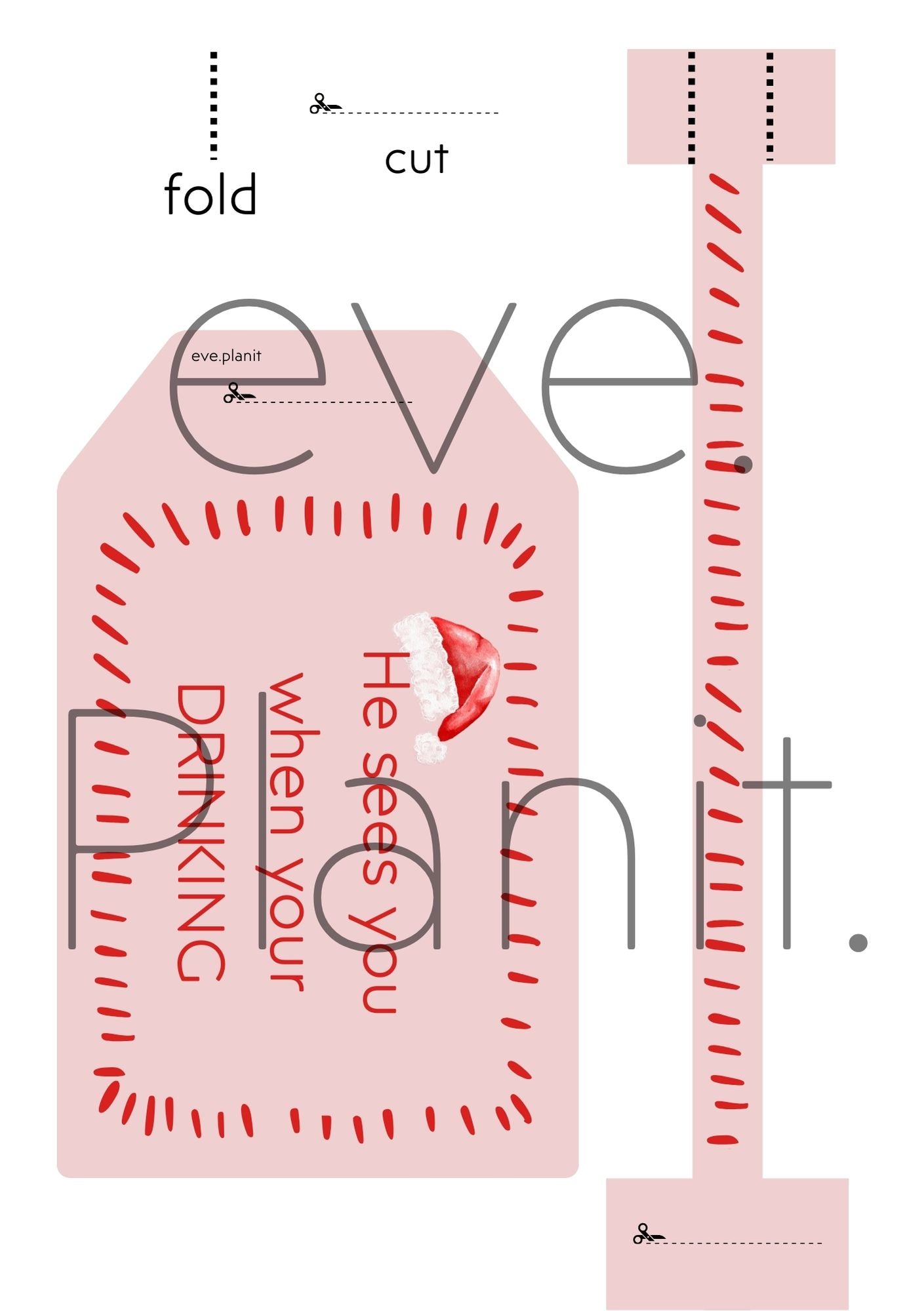 Christmas Wine Bottle DIY Tag (He sees you when you're drinking)