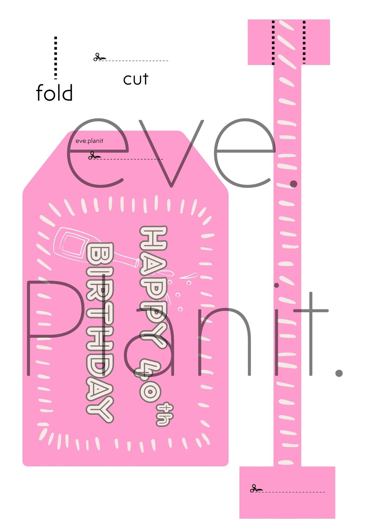 Happy 40th Birthday Baby Pink Wine Bottle DIY Tags