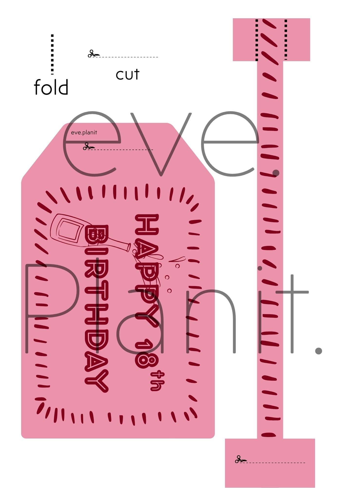 Happy 18th Birthday Pink Crimson Wine Bottle DIY Tags