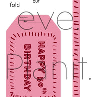 Happy 50th Birthday Pink Crimson Bottle DIY Tags