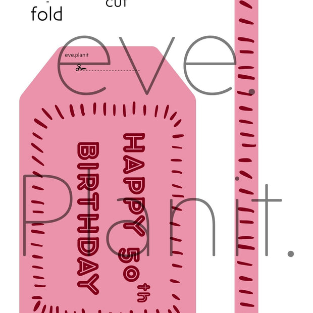 Happy 50th Birthday Pink Crimson Bottle DIY Tags