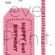 Happy 21st Birthday Pink Crimson Wine Bottle DIY Tags