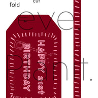 Happy 21st Birthday Maroon/Pink Wine Bottle DIY Tags