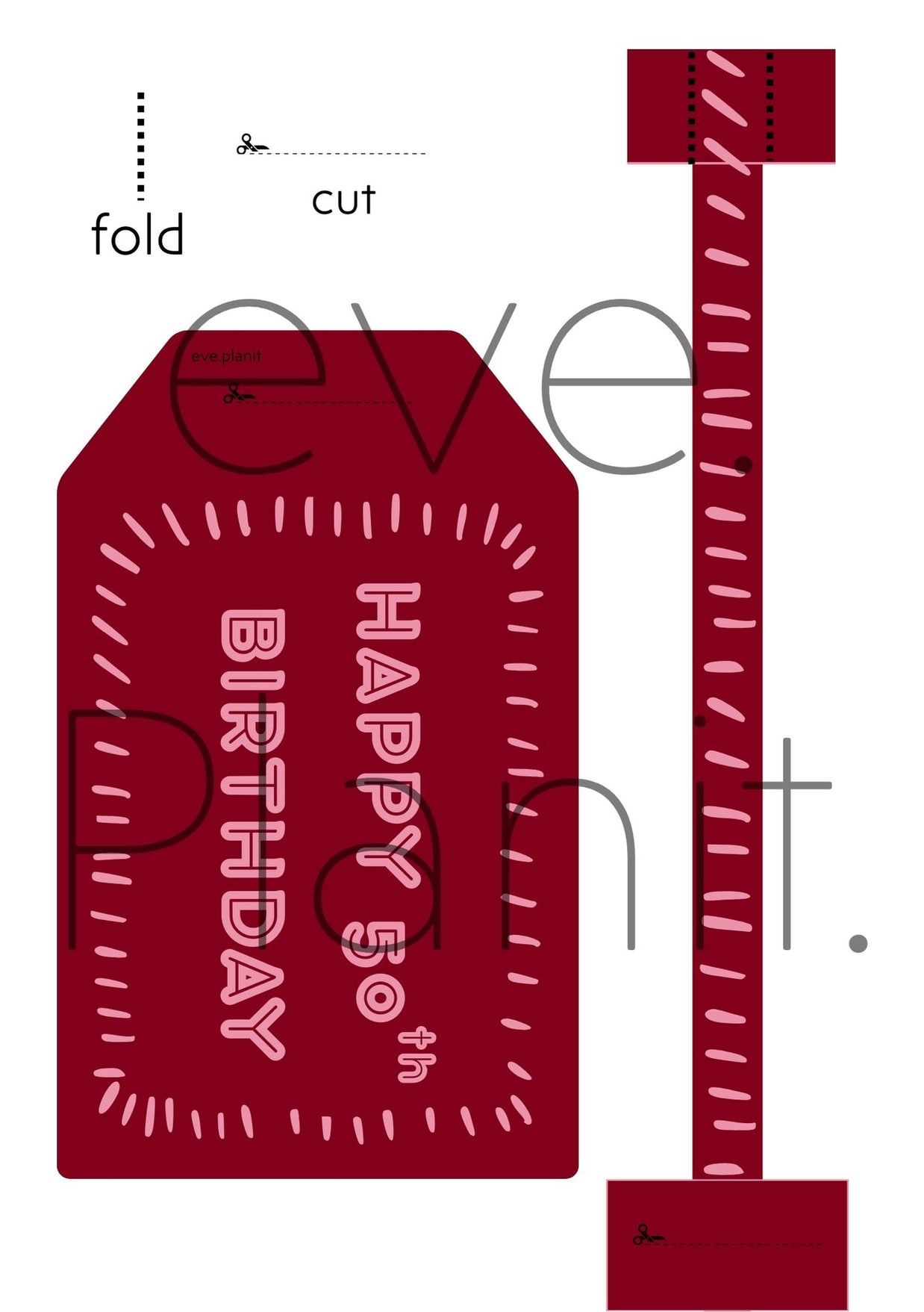 Happy 50th Birthday Maroon/Pink Wine Bottle DIY Tags