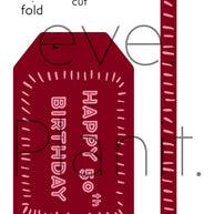 Happy 50th Birthday Maroon/Pink Wine Bottle DIY Tags