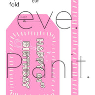 Happy 21st Birthday Baby Pink Wine Bottle DIY Tags