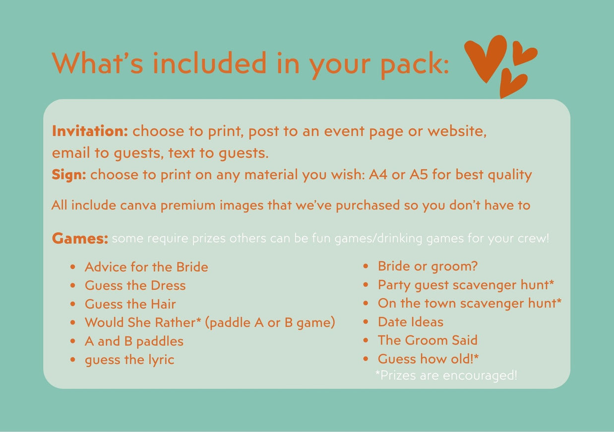 The Wife is a Showgirl - Hen’s Party Games – Printable Pack