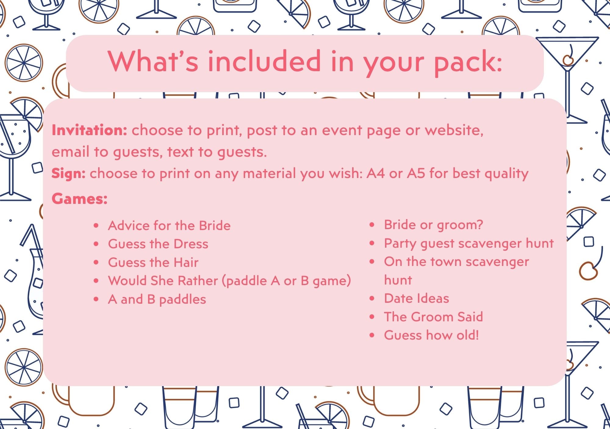Margaritas & Matrimony - Hen’s Party Games Printable Pack