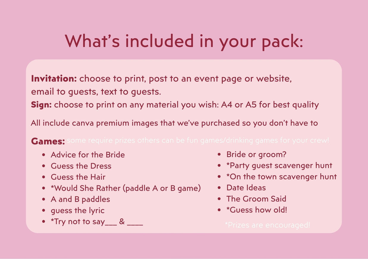 In Her Bridal Era's Tour Hen’s Party Games – Printable Pack