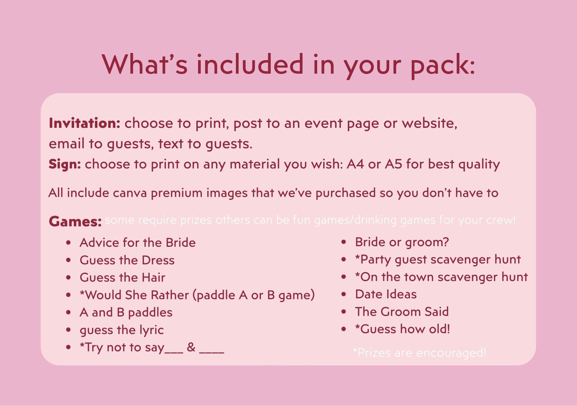 In Her Bridal Era's Tour Hen’s Party Games – Printable Pack