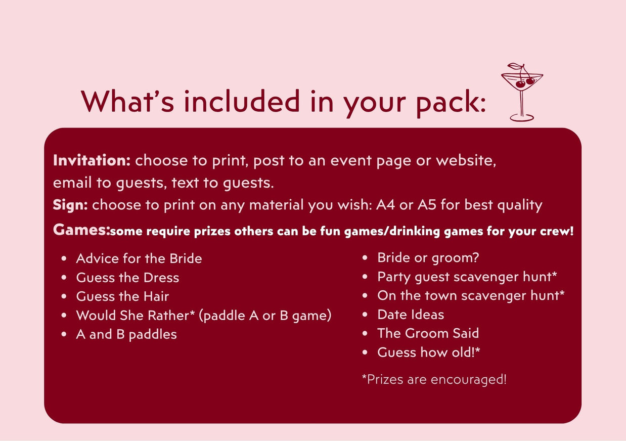 She's the Cherry on Top - Hen’s Party Games Printable Pack