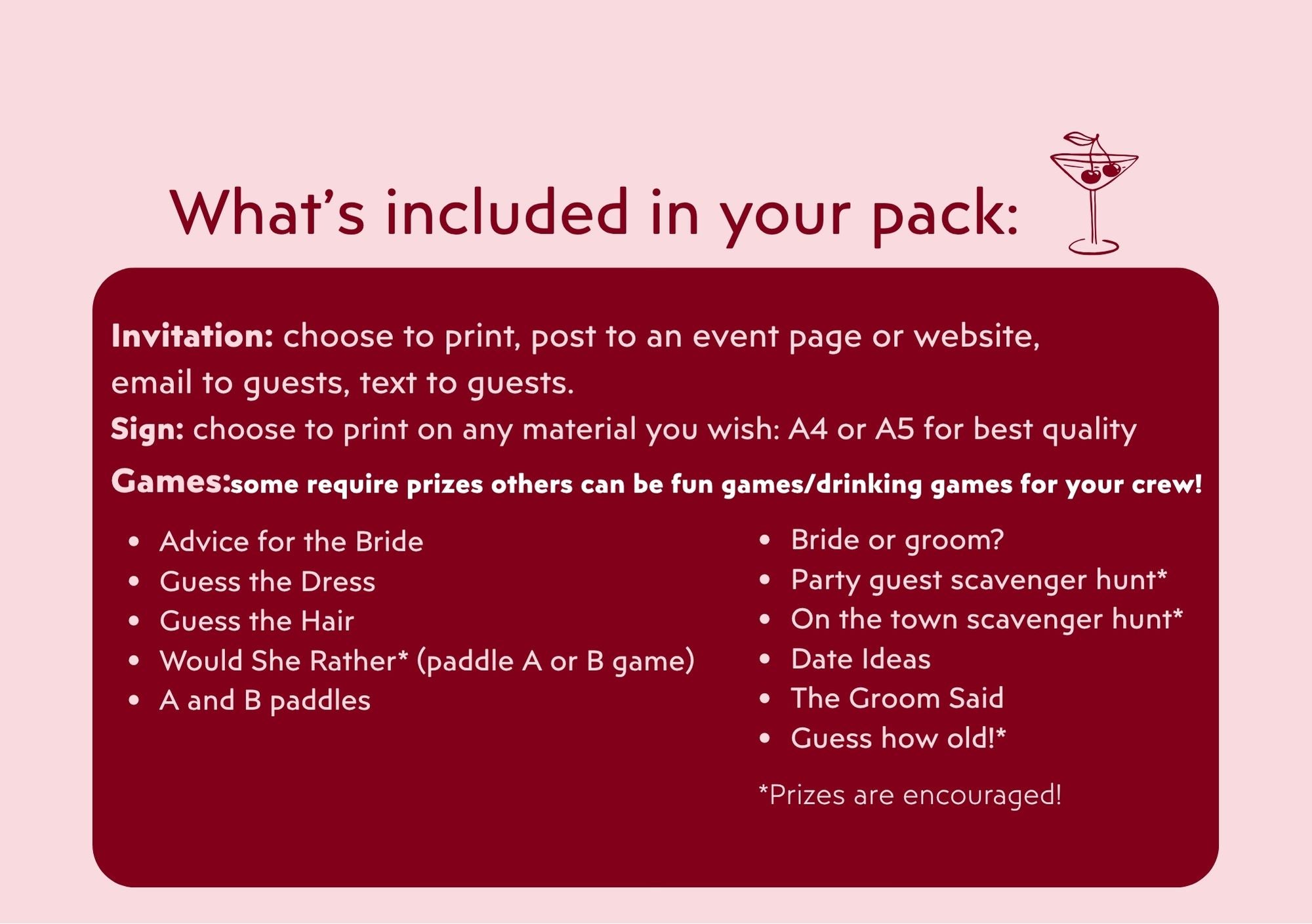 She's the Cherry on Top - Hen’s Party Games Printable Pack